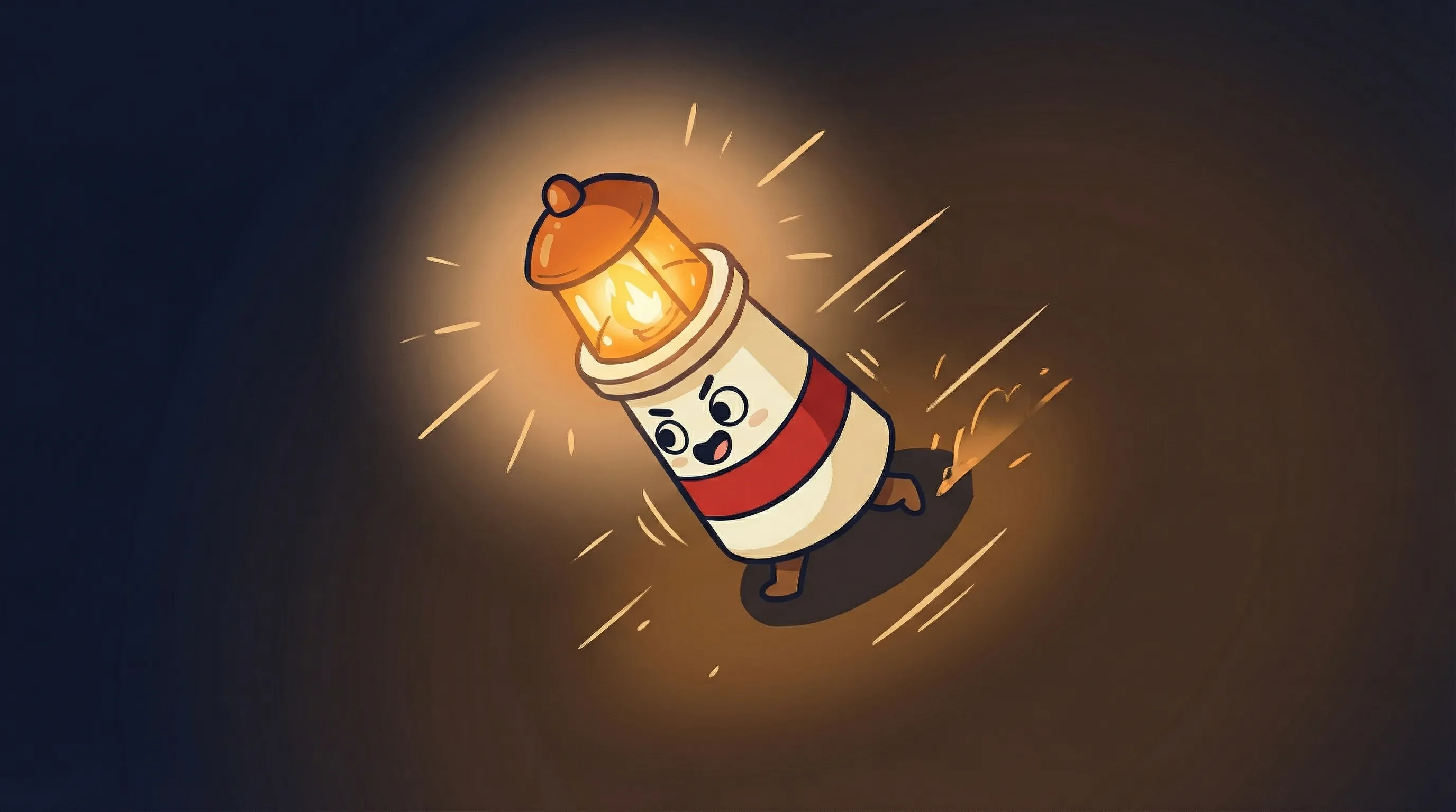 Beacon the lighthouse illuminating a robotic AI agent on a dark navy background with warm amber light rays.