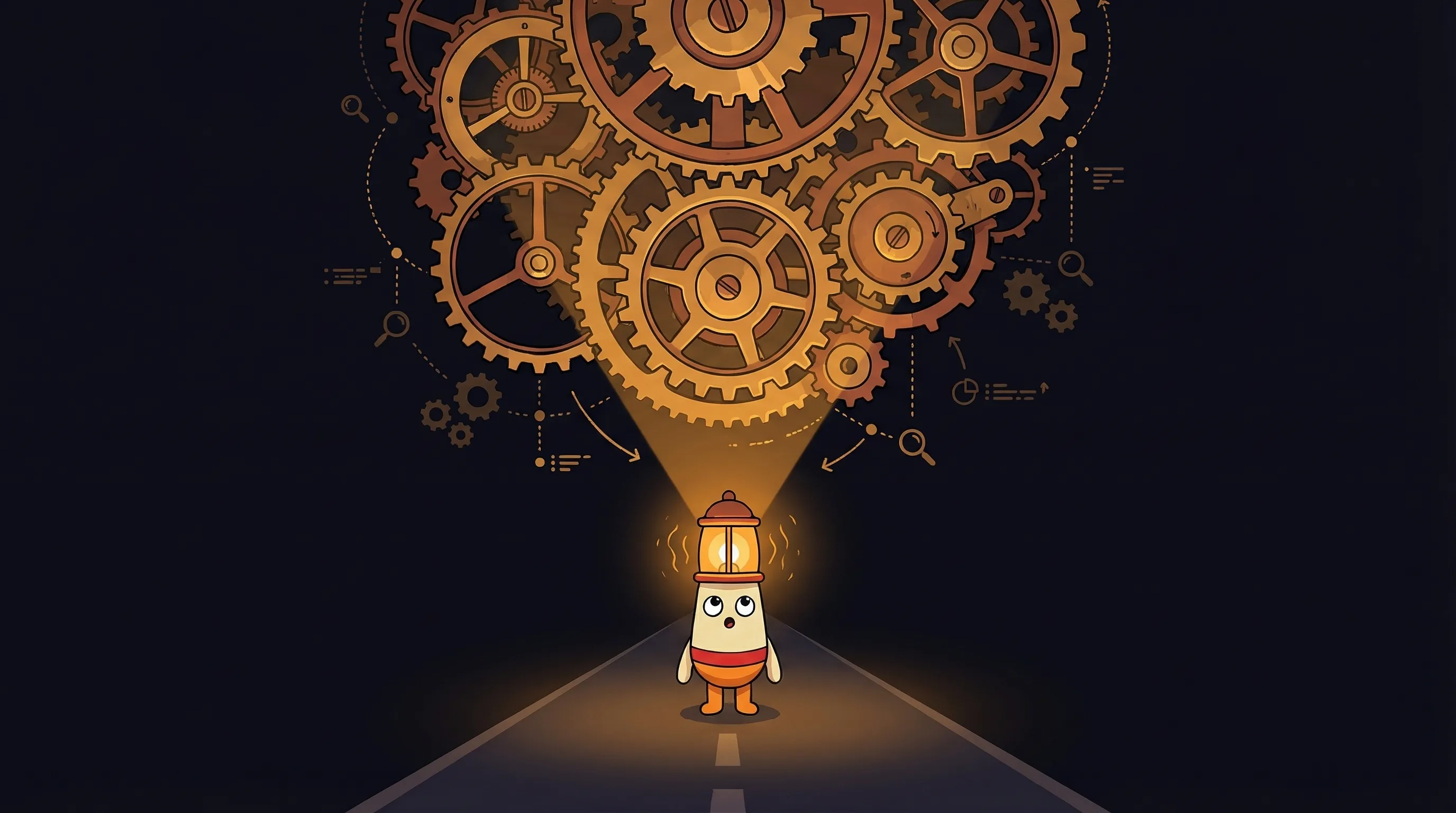 Beacon the lighthouse character shining light on a content calendar, illustrating multi-agent AI helping creators publish ...