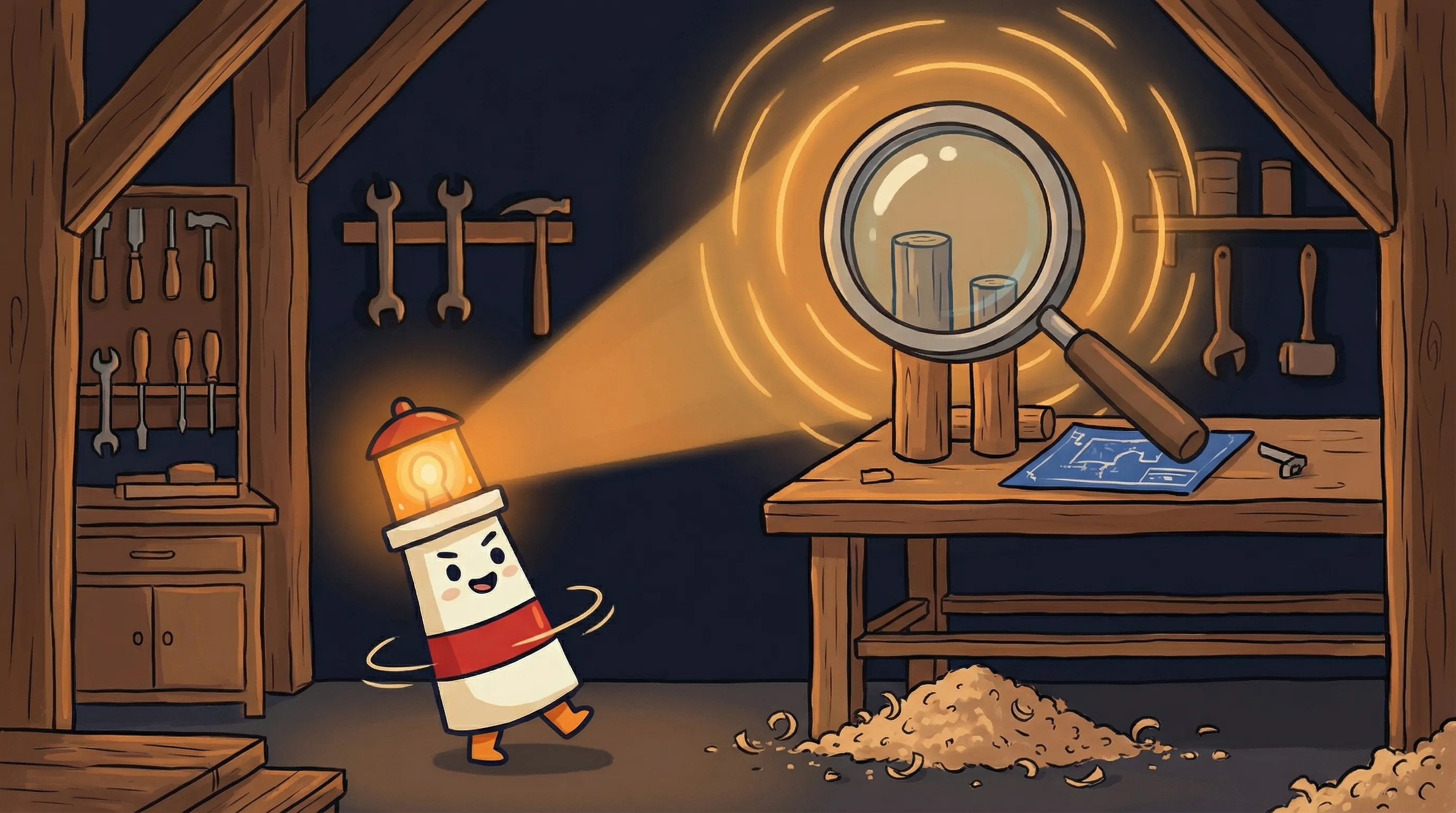 Beacon the lighthouse character shining its amber light on a glowing X (Twitter) profile on a dark navy background.