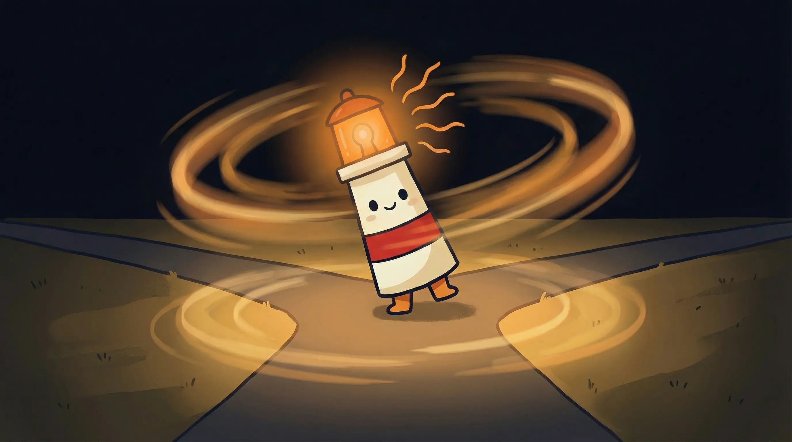 Beacon the lighthouse character shining light on two chat bubbles, illustrating the OpenClaw vs ChatGPT comparison.