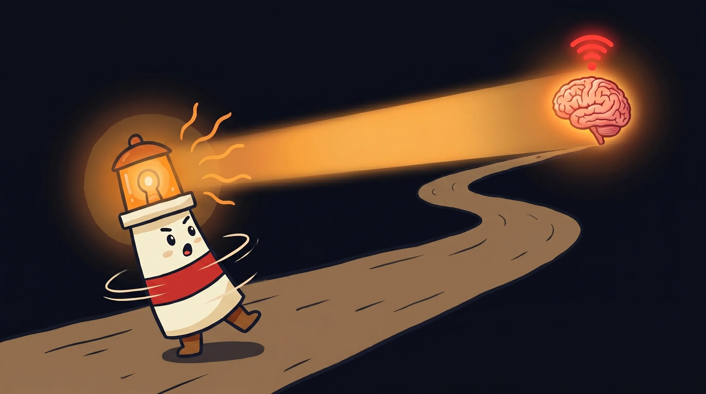 Beacon the lighthouse illuminating a glowing AI brain circuit, symbolizing memory risks and governance in autonomous agents.