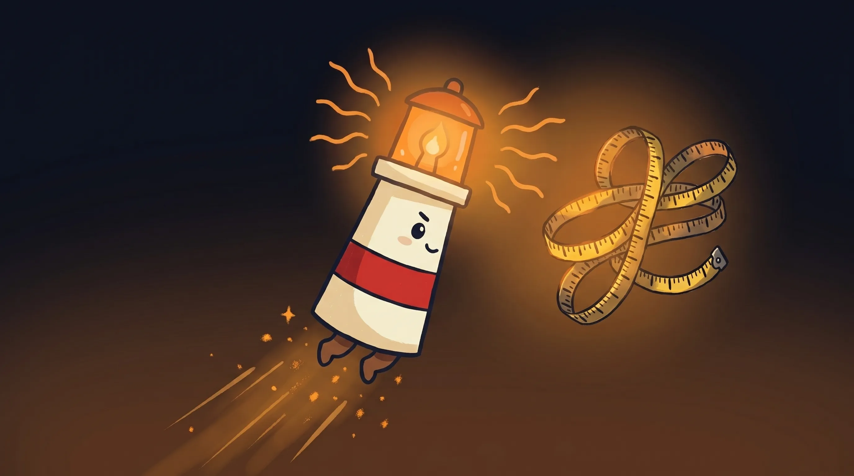 Beacon the lighthouse illuminating a tangled web of question marks and document papers representing conflicting AI definit...
